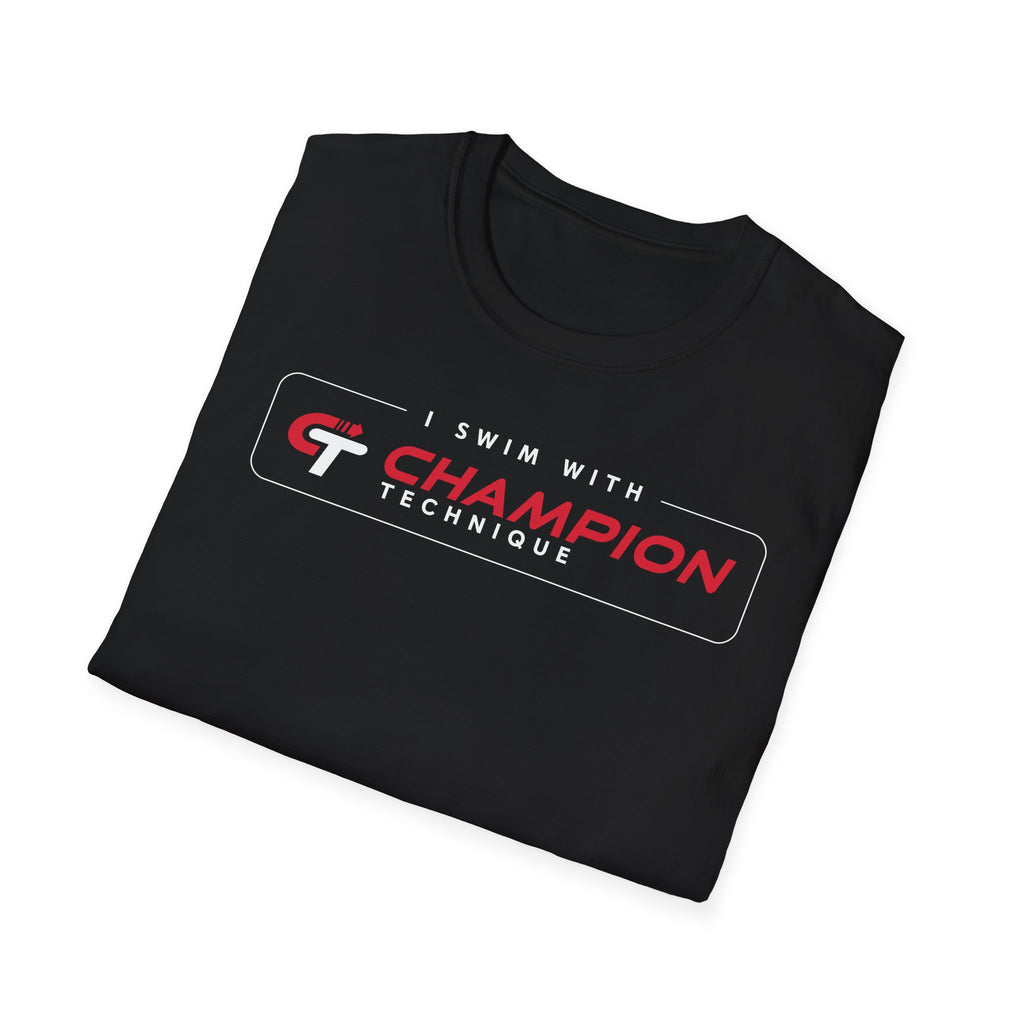 ATHLETE: I swim with Champion Technique | 2-color T-Shirt, available in White or Black