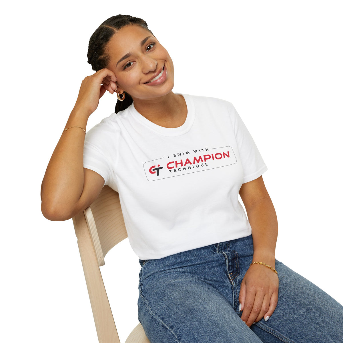 ATHLETE: I swim with Champion Technique | 2-color T-Shirt, available in White or Black